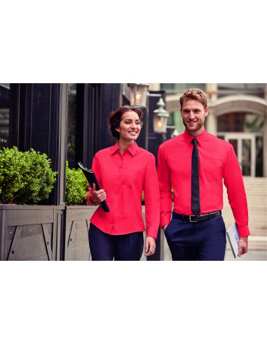 RUS-0R936F0-Ladies' Long Sleeve Classic Pure Cotton Poplin Shirt
